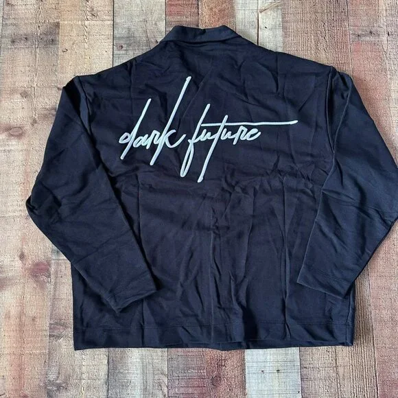 ASOS dark future oversized heavyweight jersey button down shirt logo m - Picture 4 of 7